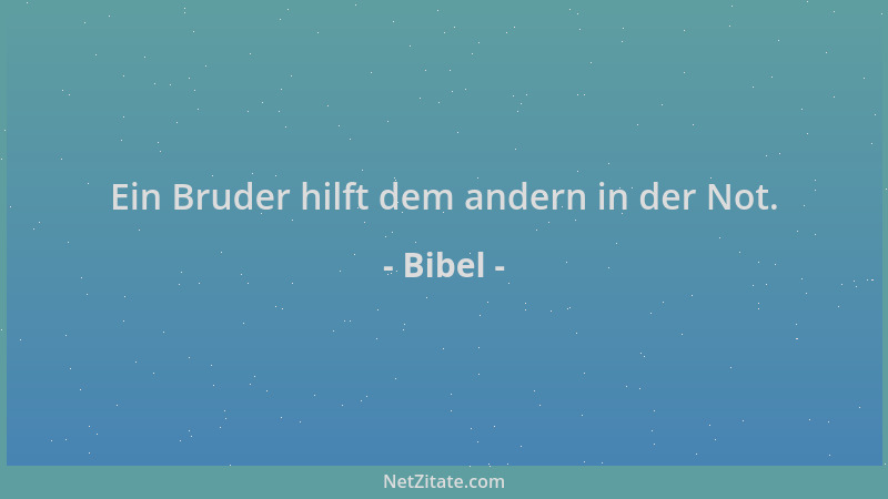 Bibel - Ein Bruder hilft dem andern in der Not....