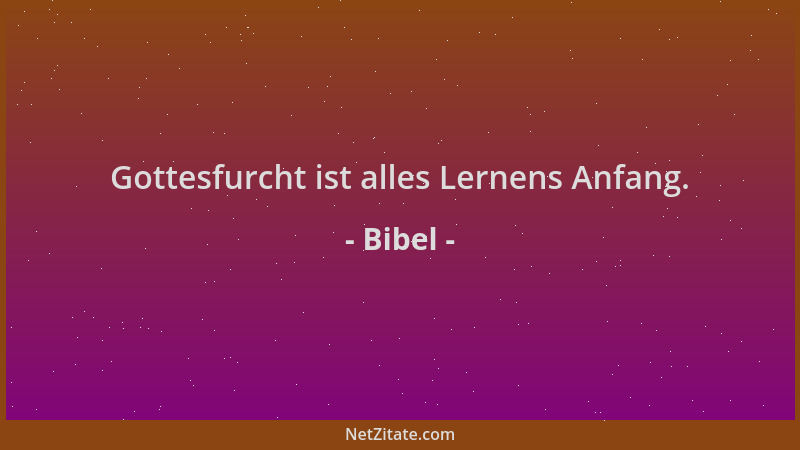 Bibel - Gottesfurcht ist alles Lernens Anfang....
