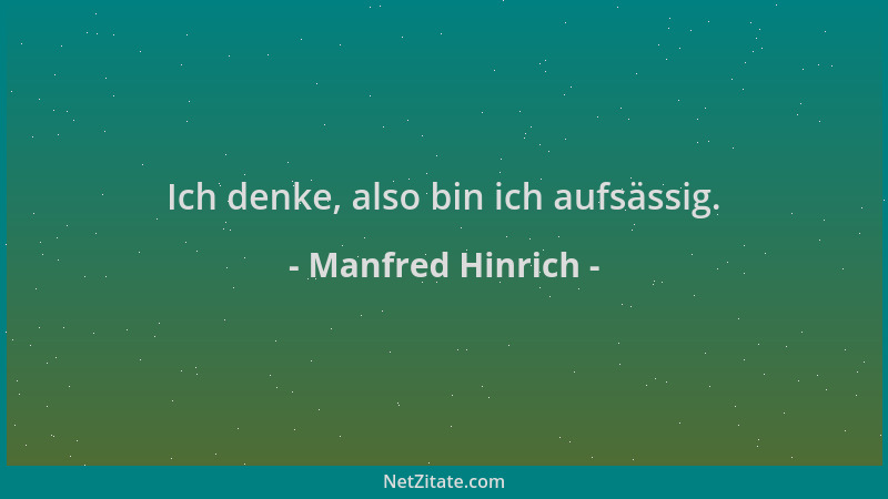 Manfred Hinrich - Ich denke, also bin ich aufsässig....