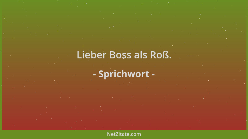 Sprichwort - Lieber Boss als Roß....