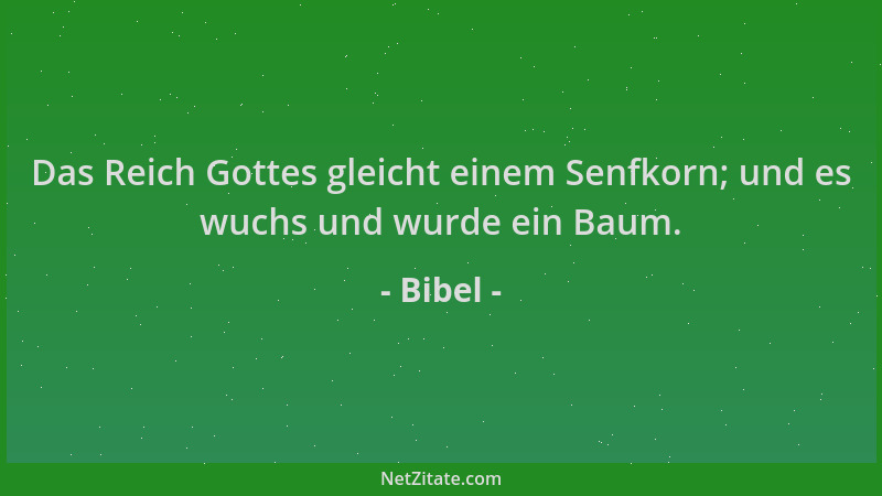 Bibel - Das Reich Gottes gleicht einem Senfkorn; und es wuchs und wurde ein Baum....