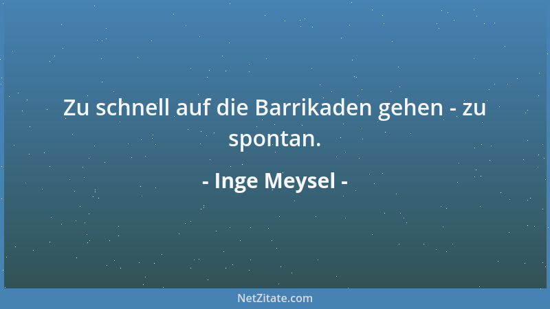Inge Meysel - Zu schnell auf die Barrikaden gehen - zu spontan....
