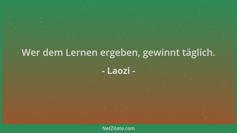 Laozi - Wer dem Lernen ergeben, gewinnt täglich....