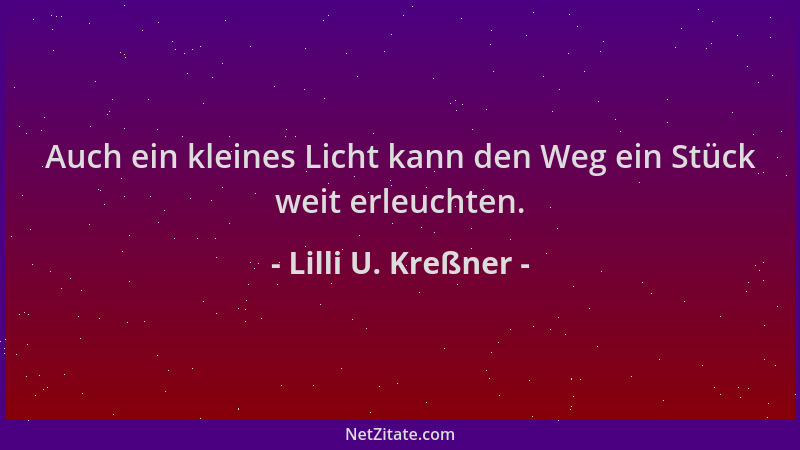 Lilli U. Kreßner - Auch ein kleines Licht kann den Weg ein Stück weit erleuchten....