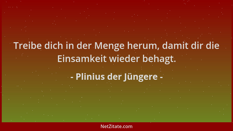 Plinius der Jüngere - Treibe dich in der Menge herum, damit dir die Einsamkeit wieder behagt....