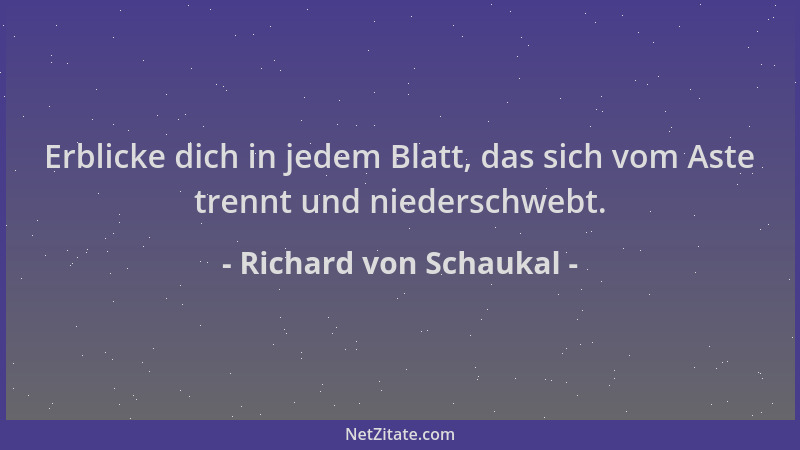 Richard von Schaukal - Erblicke dich in jedem Blatt, das sich vom Aste trennt und niederschwebt....