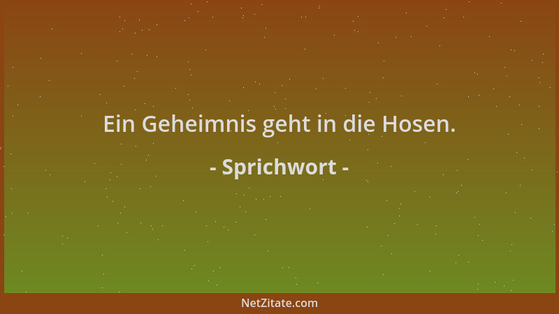 Sprichwort - Ein Geheimnis geht in die Hosen....