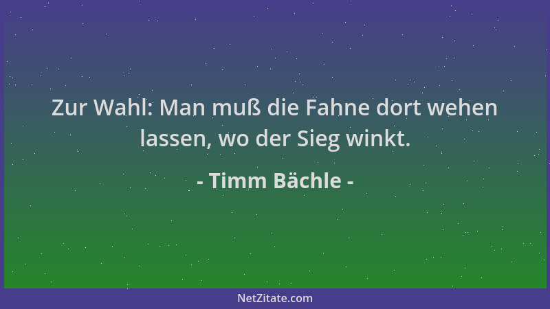 Timm Bächle - Zur Wahl: Man muß die Fahne dort wehen lassen, wo der Sieg winkt....