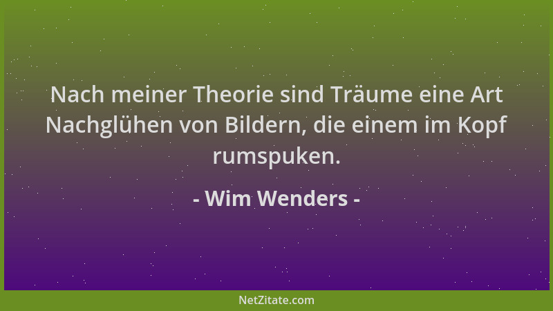 Wim Wenders - Nach meiner Theorie sind Träume eine Art Nachglühen von Bildern, die einem im Kopf rumspuken....