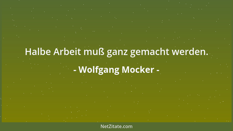 Wolfgang Mocker - Halbe Arbeit muß ganz gemacht werden....