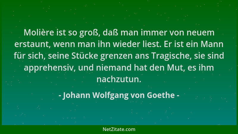 Johann Wolfgang von Goethe - Molière ist so groß, daß man immer von neuem erstaunt, wenn man ihn wieder liest. Er ist ein M...