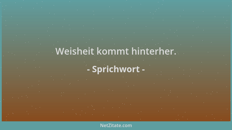 Sprichwort - Weisheit kommt hinterher....