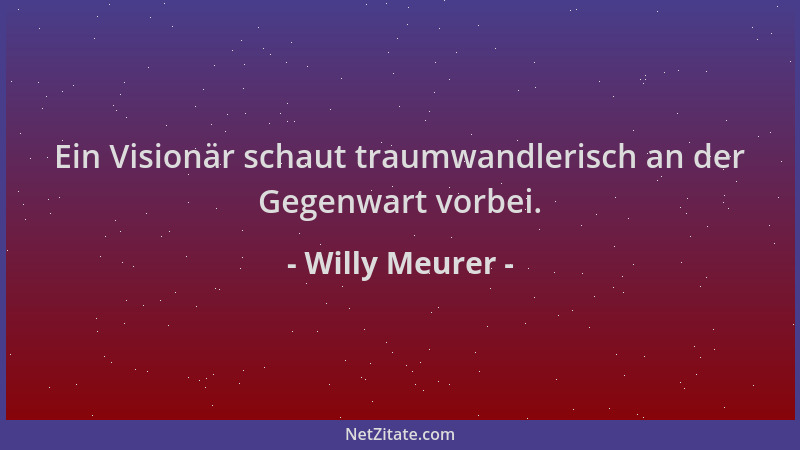 Willy Meurer - Ein Visionär schaut traumwandlerisch an der Gegenwart vorbei....
