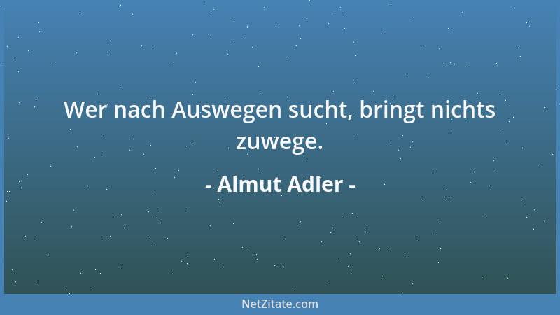Almut Adler - Wer nach Auswegen sucht, bringt nichts zuwege....