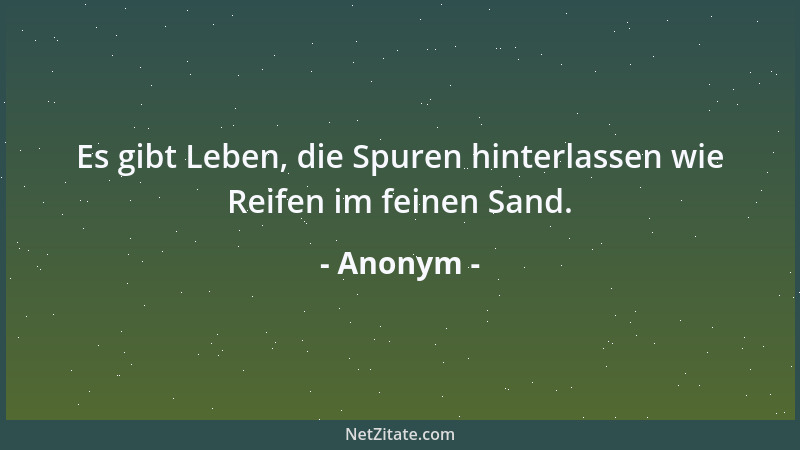 Anonym - Es gibt Leben, die Spuren hinterlassen wie Reifen im feinen Sand....