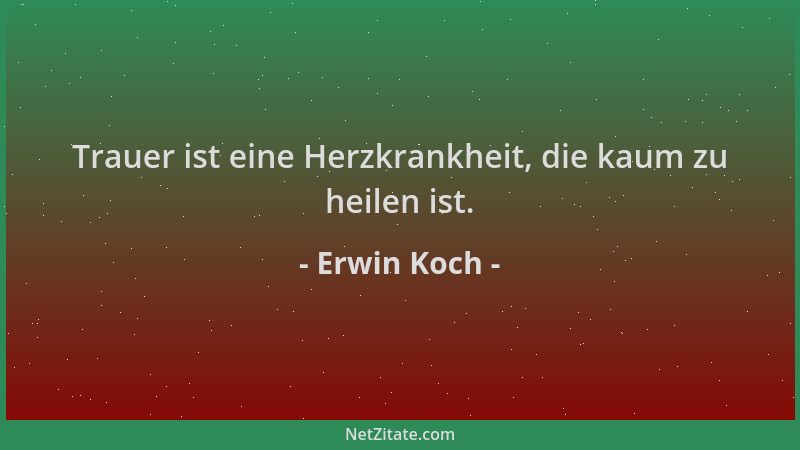 Erwin Koch - Trauer ist eine Herzkrankheit, die kaum zu heilen ist....