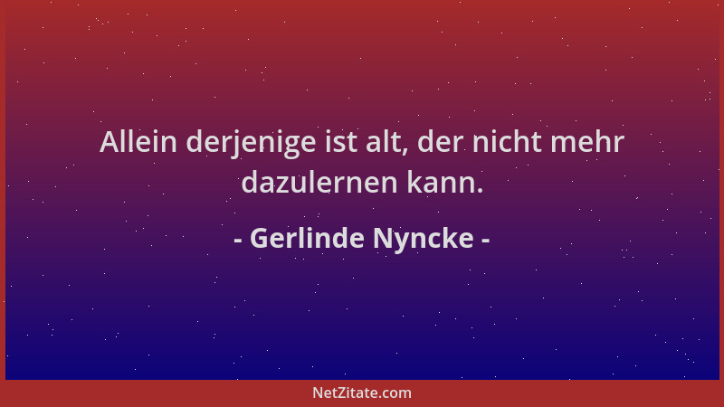 Gerlinde Nyncke - Allein derjenige ist alt, der nicht mehr dazulernen kann....