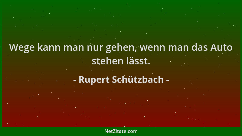Rupert Schützbach - Wege kann man nur gehen, wenn man das Auto stehen lässt....