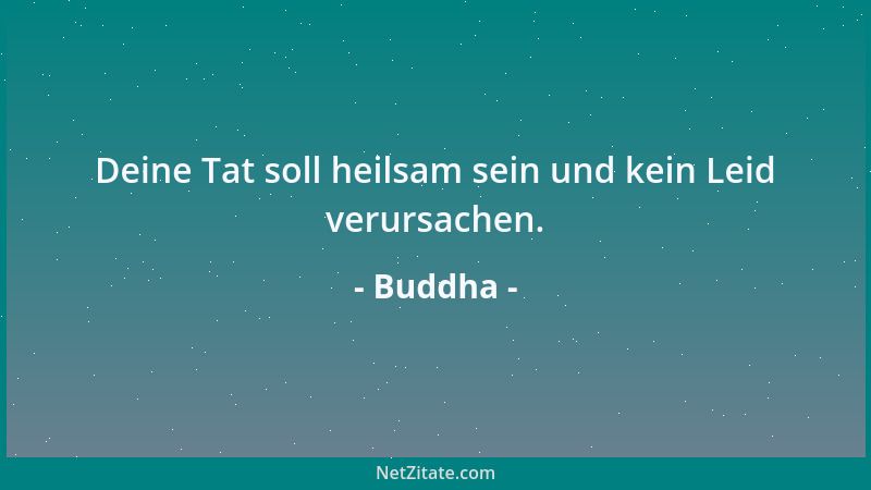 Buddha - Deine Tat soll heilsam sein und kein Leid verursachen....