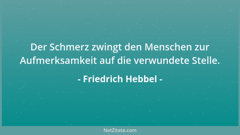 Friedrich Hebbel - Der Schmerz zwingt den Menschen zur Aufmerksamkeit auf die verwundete Stelle....