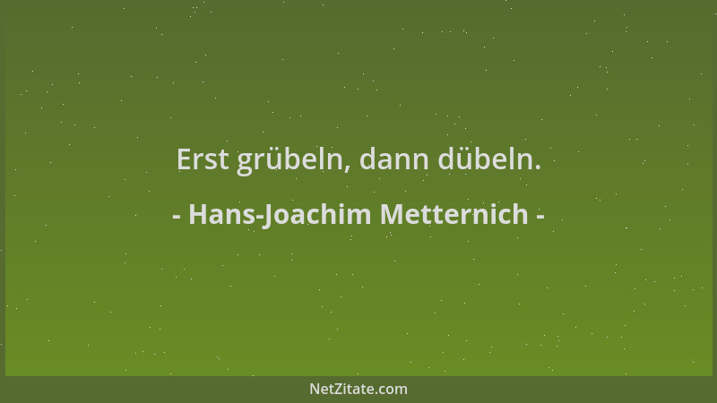 Hans-Joachim Metternich - Erst grübeln, dann dübeln....