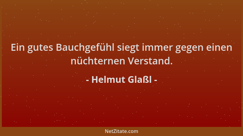 Helmut Glaßl - Ein gutes Bauchgefühl siegt immer gegen einen nüchternen Verstand....