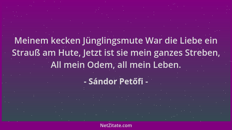 Sándor Petőfi - Meinem kecken Jünglingsmute War die Liebe ein Strauß am Hute, Jetzt ist sie mein ganzes Streben, All mein O...