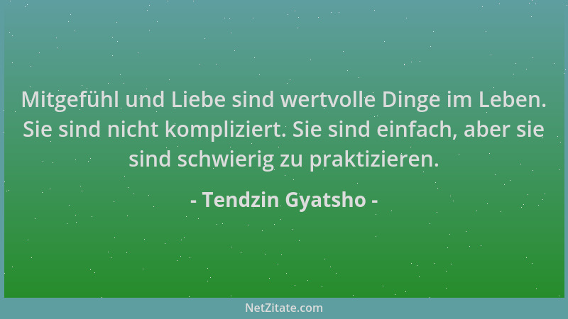 Tendzin Gyatsho - Mitgefühl und Liebe sind wertvolle Dinge im Leben. Sie sind nicht kompliziert. Sie sind einfach, aber sie...