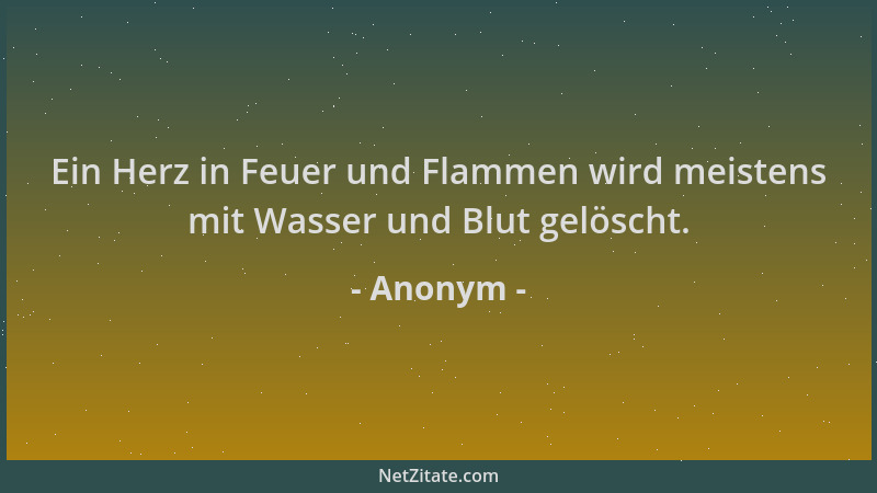 Anonym - Ein Herz in Feuer und Flammen wird meistens mit Wasser und Blut gelöscht....