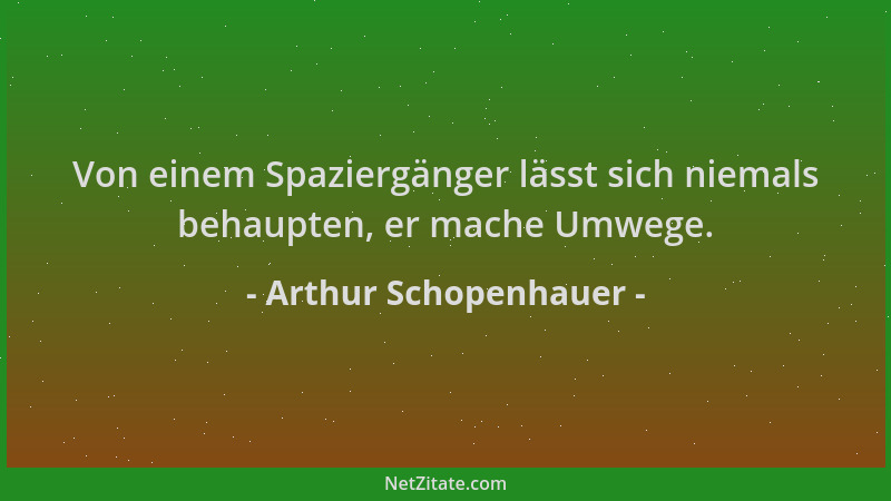 Arthur Schopenhauer - Von einem Spaziergänger lässt sich niemals behaupten, er mache Umwege....