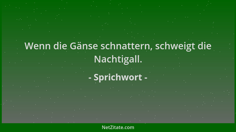 Sprichwort - Wenn die Gänse schnattern, schweigt die Nachtigall....