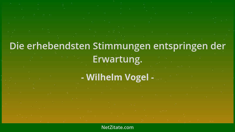 Wilhelm Vogel - Die erhebendsten Stimmungen entspringen der Erwartung....