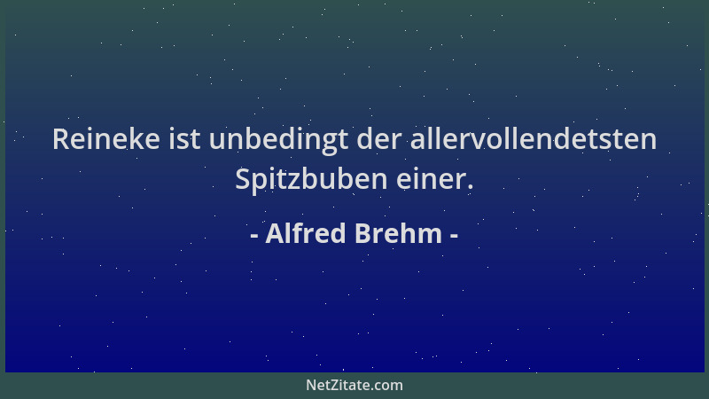 Alfred Brehm - Reineke ist unbedingt der allervollendetsten Spitzbuben einer....