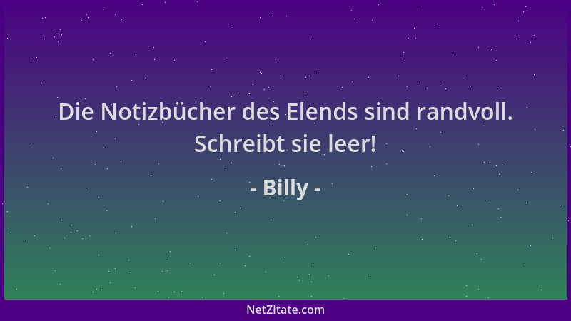 Billy - Die Notizbücher des Elends sind randvoll. Schreibt sie leer!...