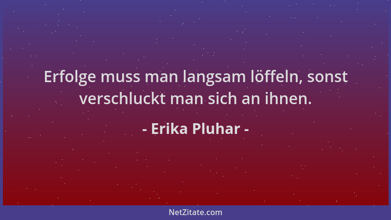 Erika Pluhar - Erfolge muss man langsam löffeln, sonst verschluckt man sich an ihnen....