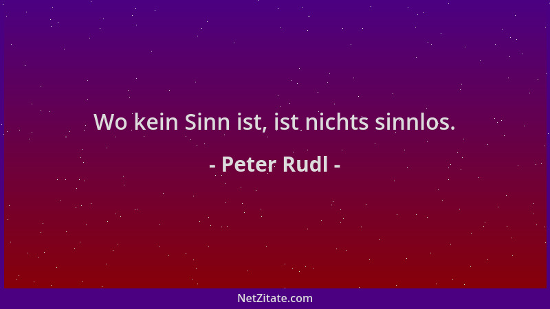 Peter Rudl - Wo kein Sinn ist, ist nichts sinnlos....