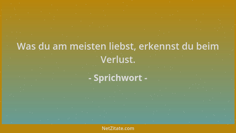 Sprichwort - Was du am meisten liebst, erkennst du beim Verlust....