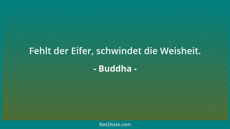 Buddha - Fehlt der Eifer, schwindet die Weisheit....