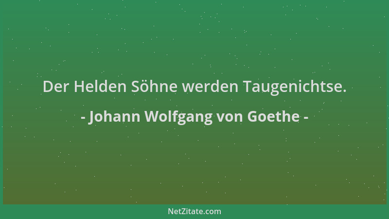 Johann Wolfgang von Goethe - Der Helden Söhne werden Taugenichtse....