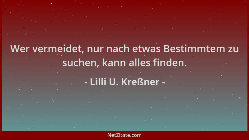 Lilli U. Kreßner - Wer vermeidet, nur nach etwas Bestimmtem zu suchen, kann alles finden....