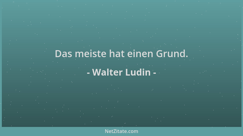 Walter Ludin - Das meiste hat einen Grund....