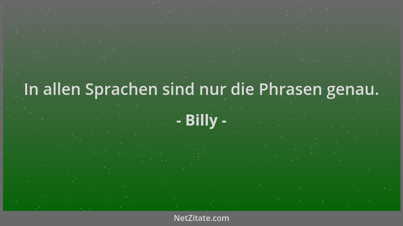 Billy - In allen Sprachen sind nur die Phrasen genau....