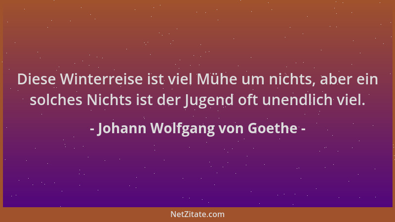 Johann Wolfgang von Goethe - Diese Winterreise ist viel Mühe um nichts, aber ein solches Nichts ist der Jugend oft unendlic...
