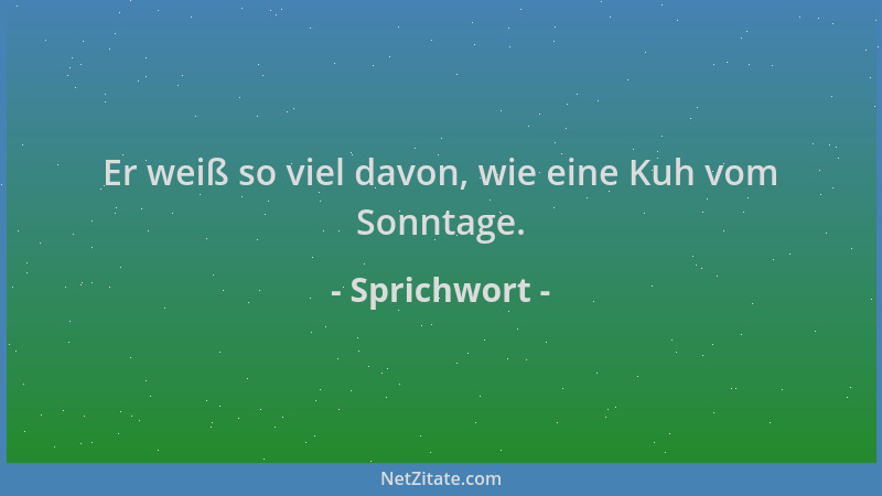 Sprichwort - Er weiß so viel davon, wie eine Kuh vom Sonntage....