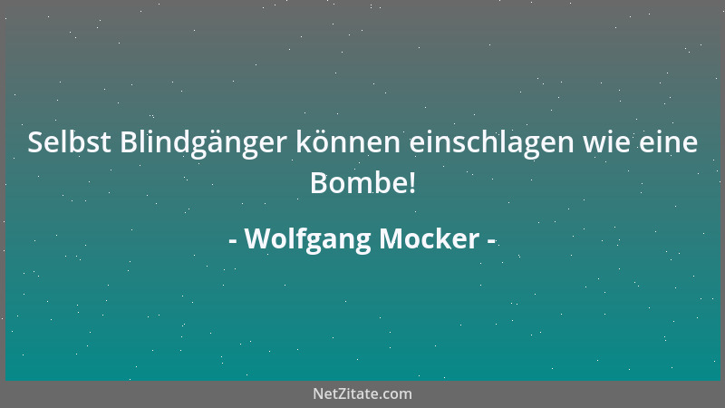 Wolfgang Mocker - Selbst Blindgänger können einschlagen wie eine Bombe!...