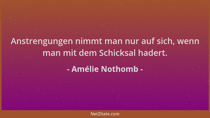 Amélie Nothomb - Anstrengungen nimmt man nur auf sich, wenn man mit dem Schicksal hadert....