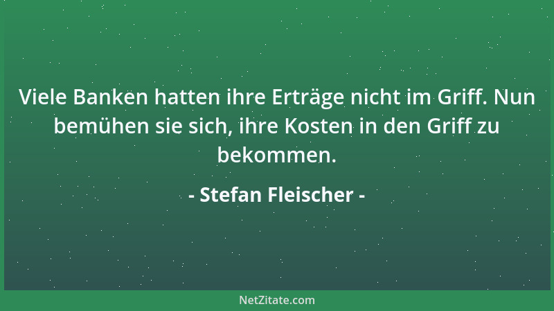 Stefan Fleischer - Viele Banken hatten ihre Erträge nicht im Griff. Nun bemühen sie sich, ihre Kosten in den Griff zu bekom...