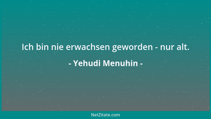 Yehudi Menuhin - Ich bin nie erwachsen geworden - nur alt....