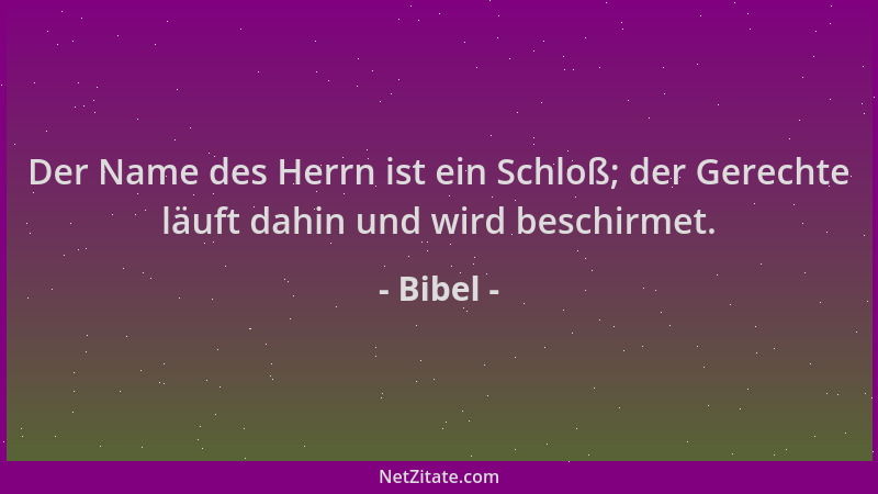 Bibel - Der Name des Herrn ist ein Schloß; der Gerechte läuft dahin und wird beschirmet....