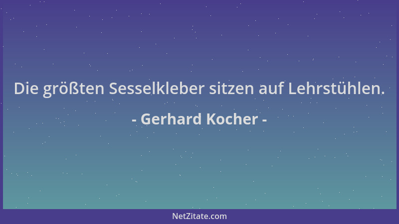 Gerhard Kocher - Die größten Sesselkleber sitzen auf Lehrstühlen....